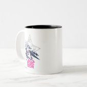 女疑問に思グラムロック飛んでいるキャラクターグラフィック ツートーンマグカップ (正面左)