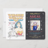 女疑問に思シャルボードフォト誕生日 招待状 (正面)