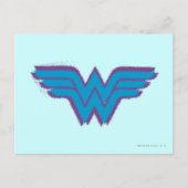 女疑問に思スプレー絵を描ロゴ ポストカード (正面)