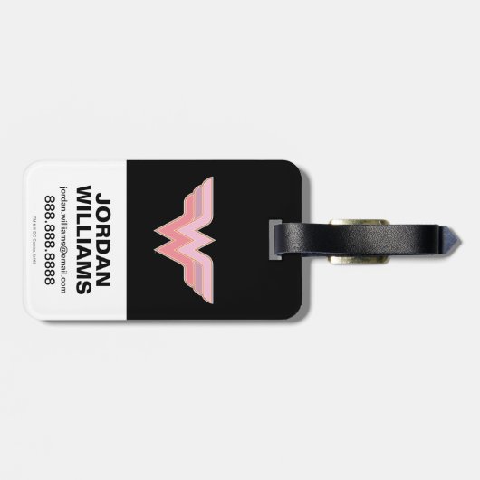 女疑問に思ピンクとオレンジのメッシュロゴ ラゲッジタグ (裏面横)