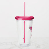 女疑問に思ピンク椿フラワーロゴ アクリルタンブラー (右)