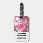女疑問に思ピンク椿フラワーロゴ ラゲッジタグ (裏面縦)