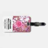 女疑問に思ピンク椿フラワーロゴ ラゲッジタグ (裏面横)