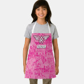 女疑問に思ピンク漫画ブックコラージロゴ エプロン (インサイチュ)