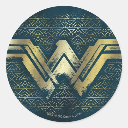 女疑問に思ブラシ付き金ゴールド記号 ラウンドシール (正面)