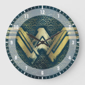 女疑問に思ブラシ付き金ゴールド記号 ラージ壁時計 (正面)