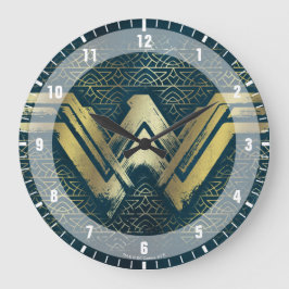 女疑問に思ブラシ付き金ゴールド記号 ラージ壁時計