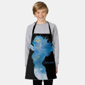 女疑問に思ブルースカイシルエット エプロン (着用した状態)