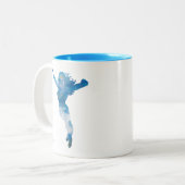 女疑問に思ブルースカイシルエット ツートーンマグカップ (正面左)
