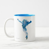女疑問に思ブルースカイシルエット ツートーンマグカップ (左)