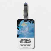 女疑問に思ブルースカイシルエット ラゲッジタグ (裏面縦)