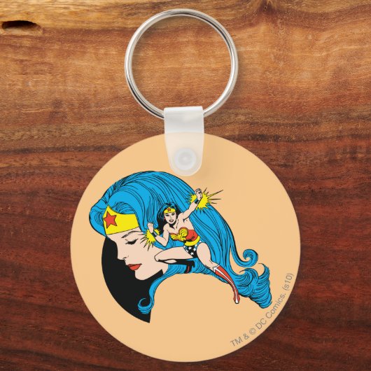 女疑問に思プロファイルの背景 キーホルダー (正面)