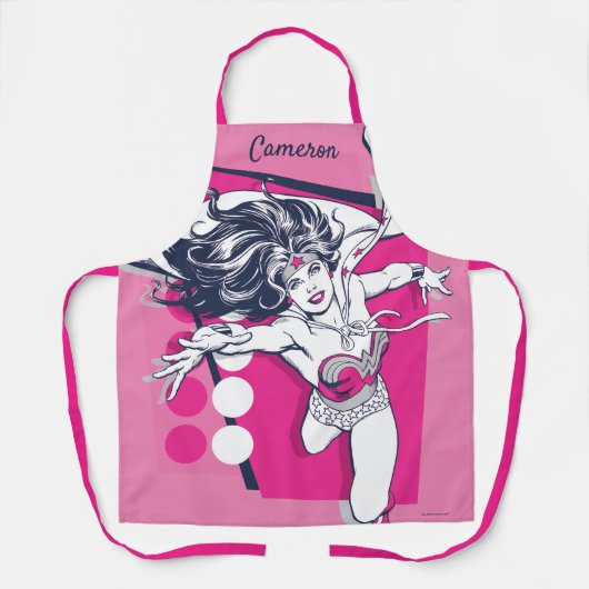 女疑問に思レトログラムキャラクターアート エプロン (正面)