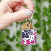 女疑問に思レトログラムキャラクターアート キーホルダー (手)