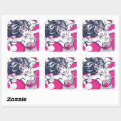 女疑問に思レトログラムキャラクターアート スクエアシール (シート)