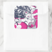 女疑問に思レトログラムキャラクターアート スクエアシール (バッグ)