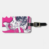 女疑問に思レトログラムキャラクターアート ラゲッジタグ (正面横)