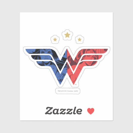 女疑問に思人とレトロモダン漫画オーバーレイのロゴ シール (シート)