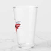 女疑問に思人とレトロモダン漫画オーバーレイのロゴ タンブラーグラス (左)