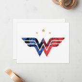 女疑問に思人とレトロモダン漫画オーバーレイのロゴ ノートカード (正面/裏面インサイチュ)