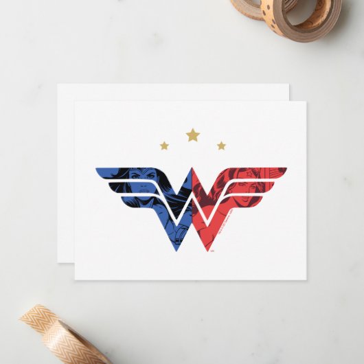 女疑問に思人とレトロモダン漫画オーバーレイのロゴ ノートカード (正面/裏面インサイチュ)