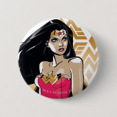 女疑問に思力 缶バッジ (正面)