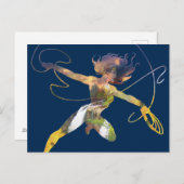 女疑問に思夕日の滝シルエット ポストカード (正面/裏面)