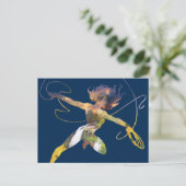 女疑問に思夕日の滝シルエット ポストカード (スタンド正面)