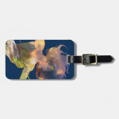 女疑問に思夕日の滝シルエット ラゲッジタグ (正面横)