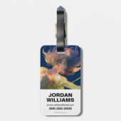 女疑問に思夕日の滝シルエット ラゲッジタグ (裏面縦)