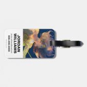 女疑問に思夕日の滝シルエット ラゲッジタグ (裏面横)