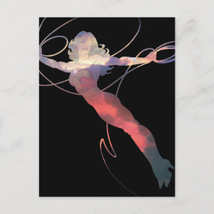 女疑問に思夕空シルエット ポストカード