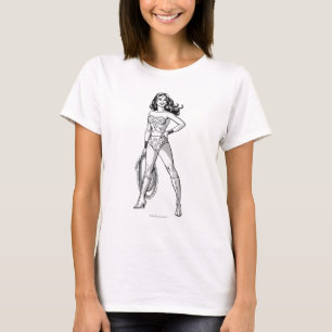 女疑問に思性の白黒ポーズ Tシャツ