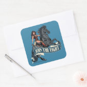 女疑問に思性オンホース漫画アート スクエアシール (封筒)