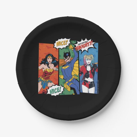 女疑問に思性、バットガール、ハーレークインホリデー ペーパープレート (正面)