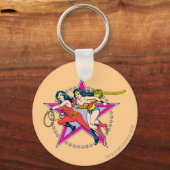 女疑問に思星の背景 キーホルダー (正面)