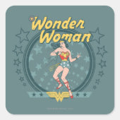 女疑問に思星動揺してデザイン スクエアシール (正面)