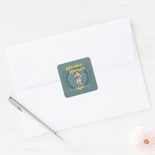 女疑問に思星動揺してデザイン スクエアシール (封筒)