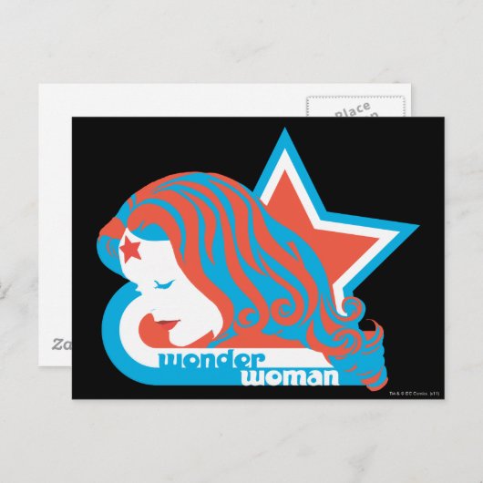 女疑問に思赤と青の星 ポストカード (正面/裏面)