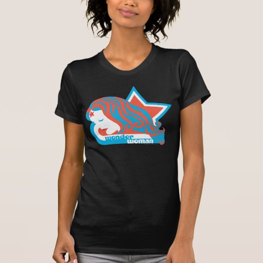 女疑問に思赤と青の星 Tシャツ (正面)