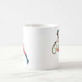 女疑問に思赤の服 コーヒーマグカップ (中央)