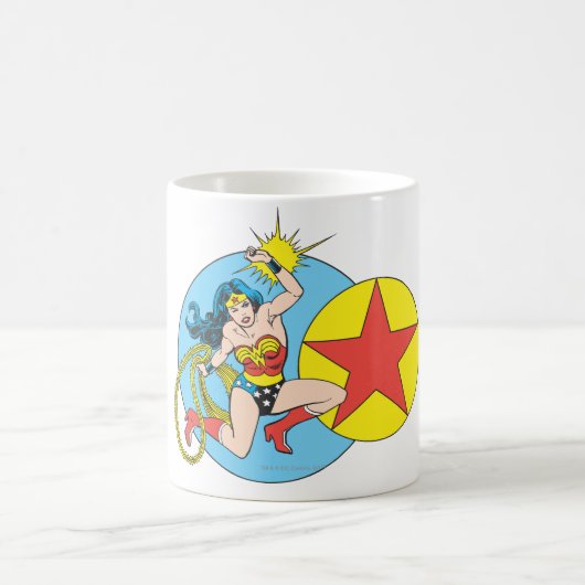 女疑問に思赤スター コーヒーマグカップ (中央)