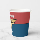 女疑問に思金のロゴ |ハッピーバースデー 紙コップ (裏面)