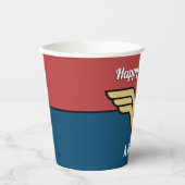 女疑問に思金のロゴ |ハッピーバースデー 紙コップ (正面)