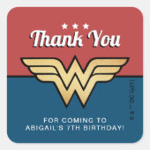 女疑問に思金のロゴ |誕生日ありがとう スクエアシール (正面)