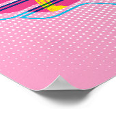 女疑問に思黄ピンク漫画アートロゴ ポスター (角)