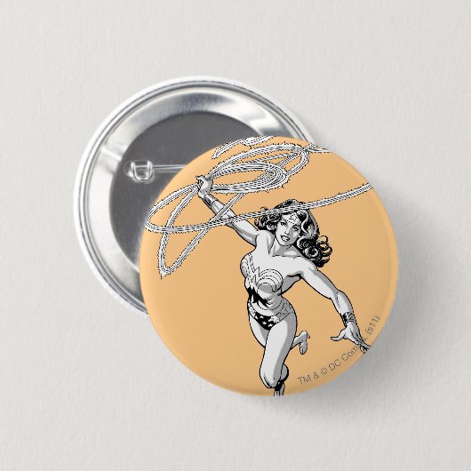 女疑問に思黒と白のトワイル 缶バッジ (正面&裏面)