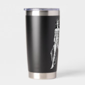 女疑問に思黒・白ポーズ 保温保冷タンブラー (右面)