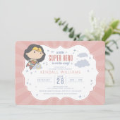 女疑問に思 |ヒーロすごいーベビーシャワー招待状 招待状 (スタンド正面)