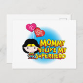 女疑問に思 |ママあなたは私のスーパーヒーロー インビテーションポストカード (正面/裏面)